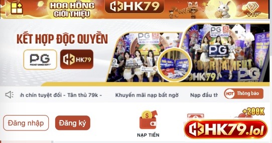 Giao diện nhà cái HK79 với khu vực Đăng nhập được bố trí ngay trên trang chủ.
